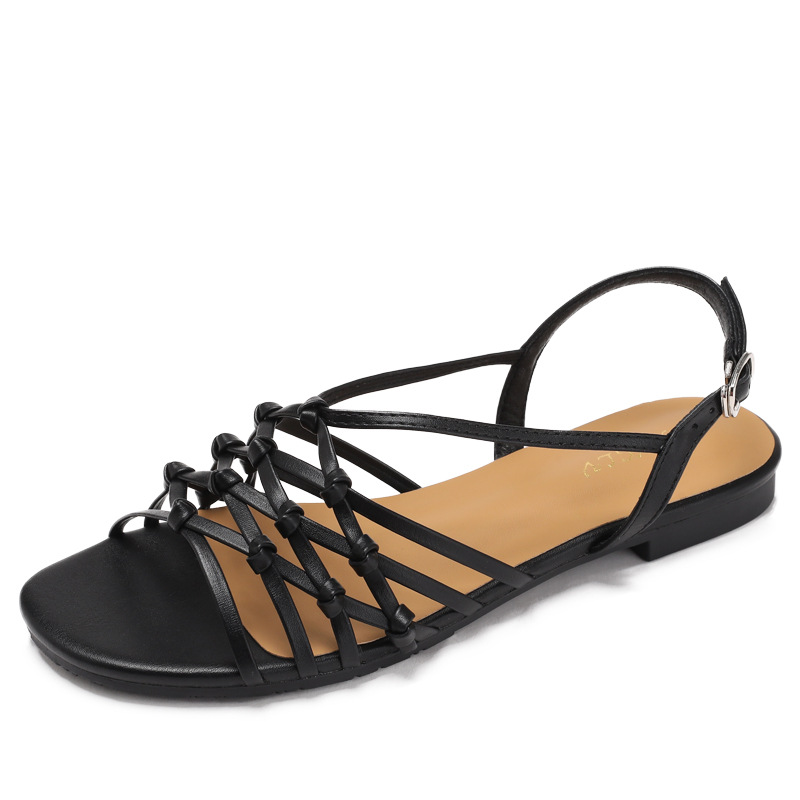 Women'S Shoes Hands Free - 여름 수제 좁은 스트랩 로만 샌들