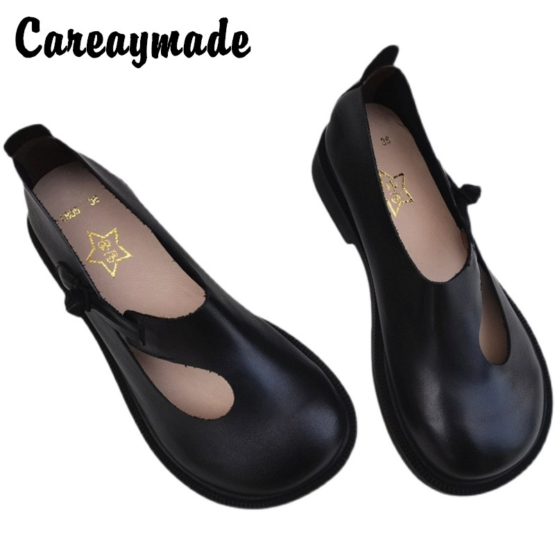 Women Shoes With Heels - Careaymade-진짜 가죽 큰 신발, 레트로 내셔널