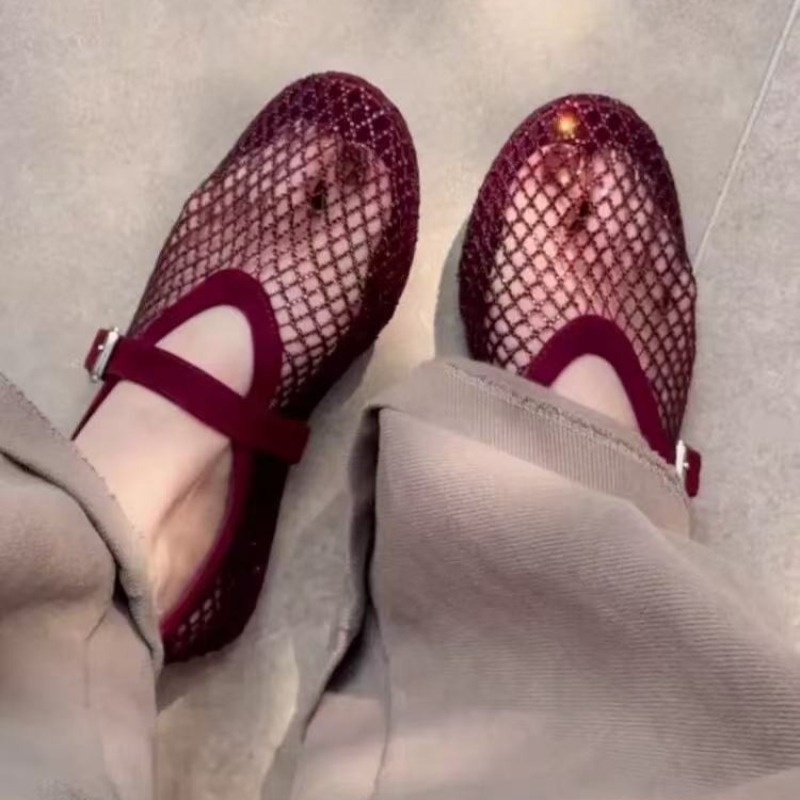 Women Shoes With Heels - 속이 빈 라인스톤 바오토우 샌들 여성용