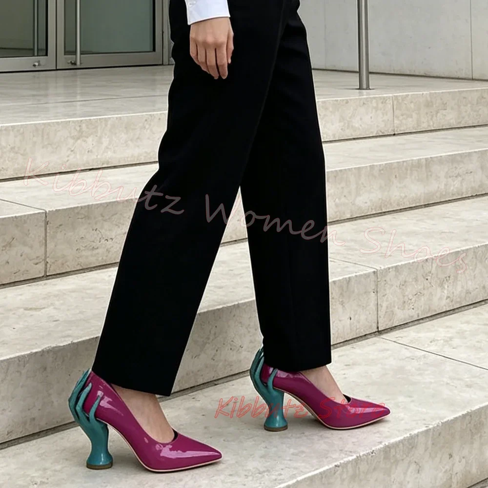 핸드 쉐이프 힐 펌프스 포인티드 토 에나멜 가죽 슬립온 - Women'S Shoes Hands Free 리뷰 및 가격