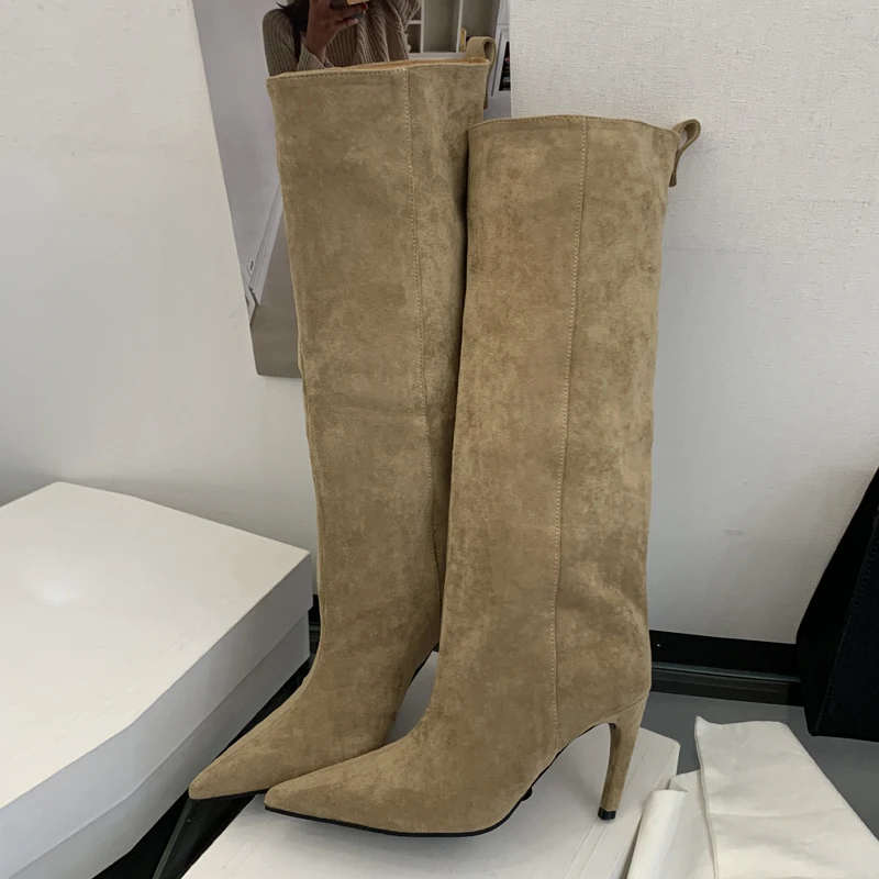 스트리트 펑크 겨울 빈티지 뾰족코 니하이 여성 부츠 여 - Knee High Boots Women 리뷰 및 가격