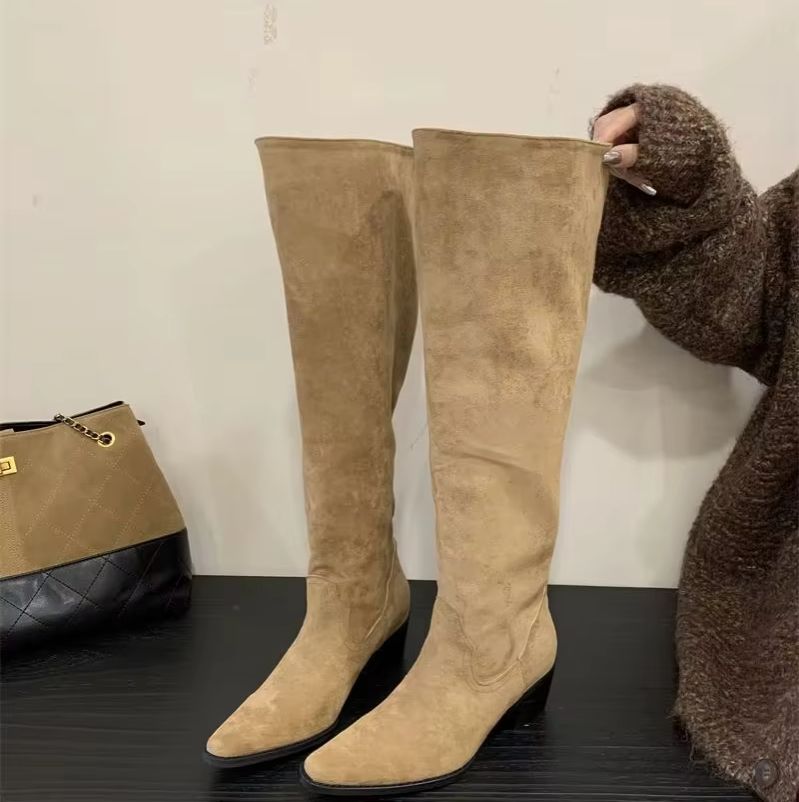 ZAROY 겨울 포인티드 토 니하이 부츠 여성 디자이너 - Wide Fit Heels 리뷰 및 가격