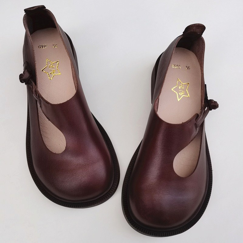 Careaymade-진짜 가죽 큰 신발, 레트로 내셔널 - Women Shoes With Heels 리뷰 및 가격