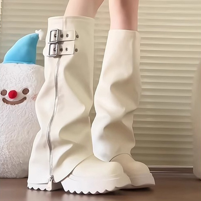 펑크 스타일 스플라이싱 굽높은 여성 니하이 부츠 패션  - Knee High Boots Women 리뷰 및 가격
