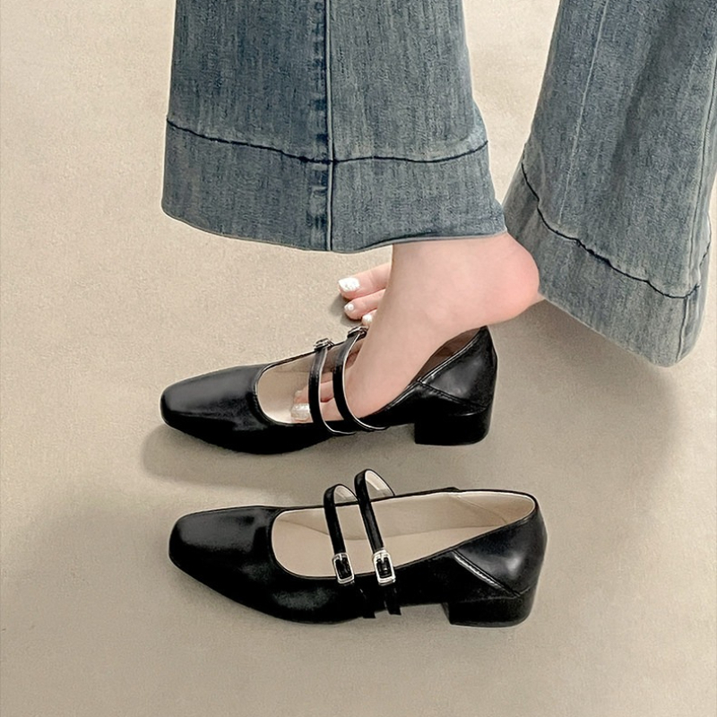 스퀘어 토 로우힐 여성용 실버 메리 제인 슈즈 패션 우 - Women Shoes With Heels 리뷰 및 가격