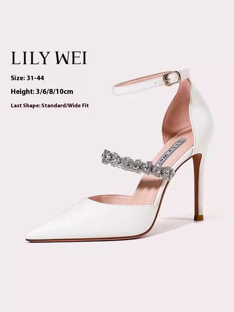 낮은 굽 얇은 굽 하이힐 웨딩 슈즈 여름 신상 뾰족 레 - Wide Fit Heels 리뷰 및 가격