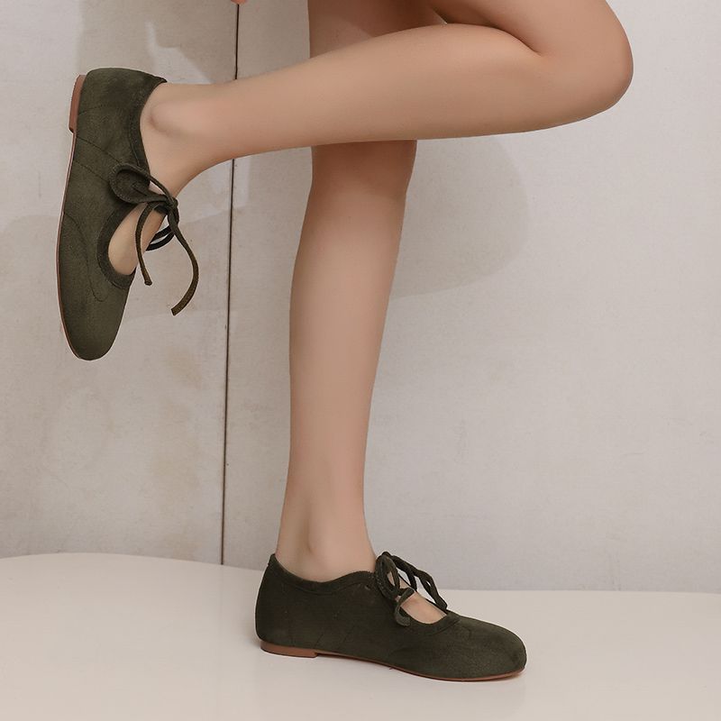 오르차 리사 패션 플록 스웨이드 여성 플랫 라운드 토  - Women'S Shoes Extended Sizes 리뷰 및 가격
