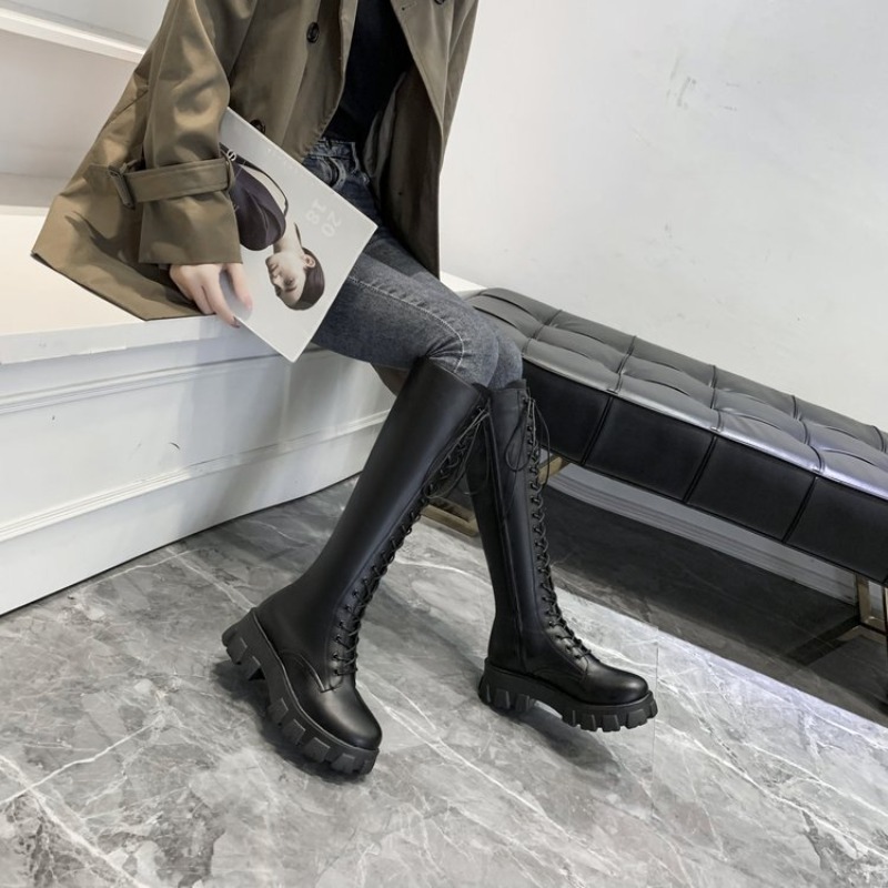 여성용 니하이 부츠 레이스업 컴뱃 부티 플랫폼 러그 솔 - Knee High Boots Women 리뷰 및 가격