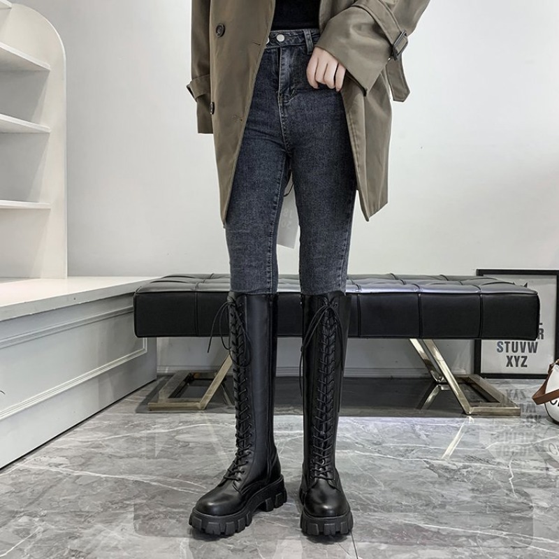 여성용 니하이 부츠 레이스업 컴뱃 부티 플랫폼 러그 솔 - Knee High Boots Women 리뷰 및 가격