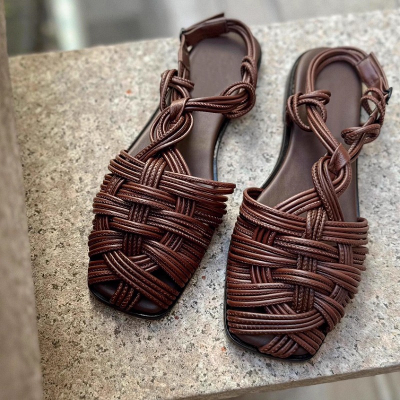 빈티지 손으로 짠 플랫 바닥 로마 샌들 여성 신발 20 - Women'S Shoes Hands Free 리뷰 및 가격