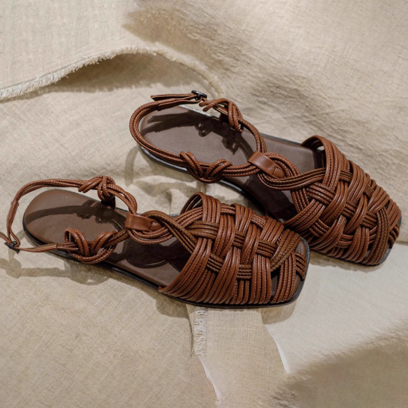빈티지 손으로 짠 플랫 바닥 로마 샌들 여성 신발 20 - Women'S Shoes Hands Free 리뷰 및 가격