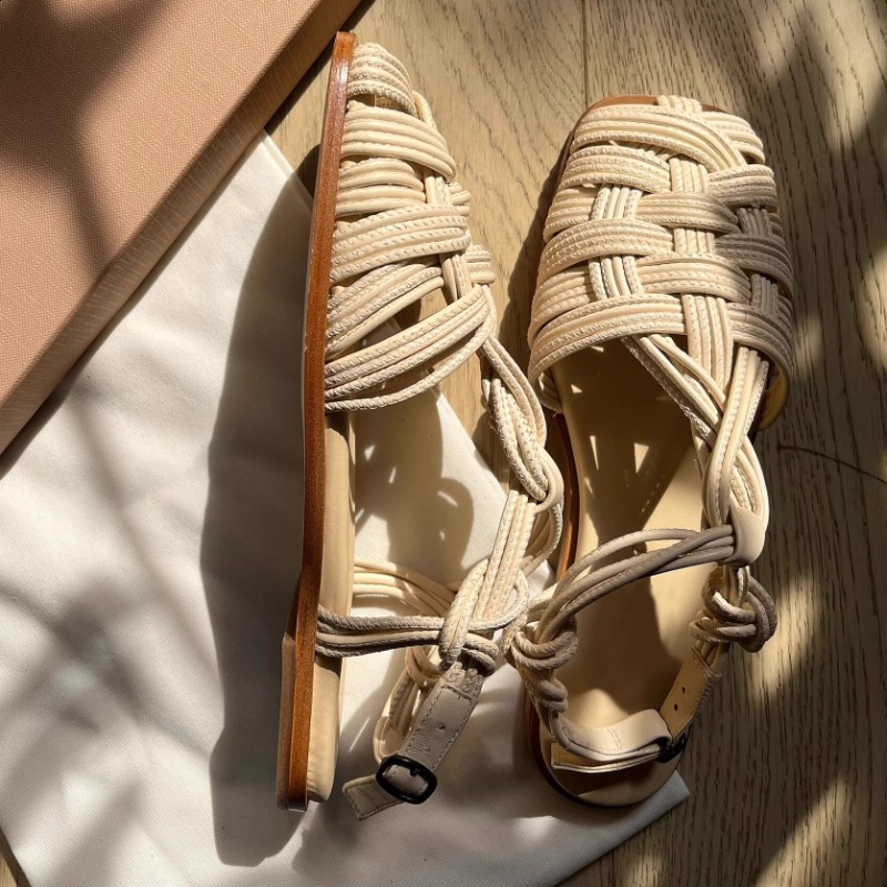 빈티지 손으로 짠 플랫 바닥 로마 샌들 여성 신발 20 - Women'S Shoes Hands Free 리뷰 및 가격